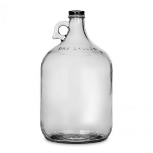 1 Gallon Frosted Glass Water Bottle Jug with 38 mm Metal Screw Cap – Clear Glass